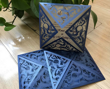 50pcs Pearl Navy Blue Laser Cut Wedding Cards,Wedding Invitaitons,marriage invitation - Kdecoration