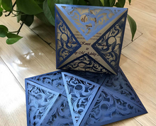 50pcs Pearl Navy Blue Laser Cut Wedding Cards,Wedding Invitaitons,marriage invitation - Kdecoration