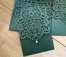 50pcs Blackish Green Pocket Wedding invitation,Laser Cut Wedding Cards,Pocket Invitations Cards - Kdecoration