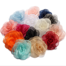 10pcs layer edge cloth flower,gauze burning edge corsage,children hair Flowers,Rhinestone ButtonsChildren's Birthday Party Decorations, - Kdecoration