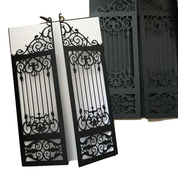 50pcs pearl black gate laser cut invitations cards,laser cut wedding invite cards,Bridal Shower Invitaitons,engagement invitation cards,laser cut invite cards - Kdecoration