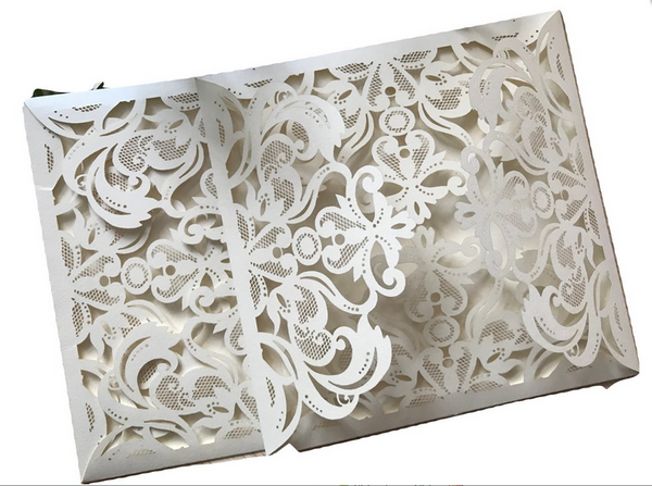 50pcs Pearl Cream Laser cut Invitation Cards,Laser Cut wedding Cards,Bridal Shower Invitations - Kdecoration