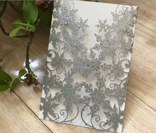 50pcs Glitter Snowflake Laser Cut Wedding Invitation,Invitation Covers,Laser Cut Invitations - Kdecoration