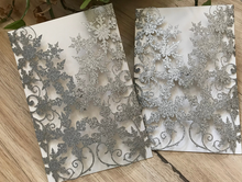 50pcs Glitter Snowflake Laser Cut Wedding Invitation,Invitation Covers,Laser Cut Invitations - Kdecoration