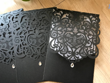 50pcs Pearl Black Pocket Laser Cut Invitations,Laser Cut Wedding Invitation,Birthday invitations - Kdecoration