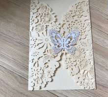 50pieces Butterfly Pearl Ivory Baby Shower Invitations,Laser Cut Wedding Cards,Baptism Invitations - Kdecoration