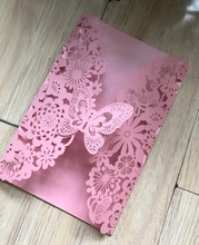 50pcs Pink Butterfly Laser Cut Wedding Invitations,Laser Cut Invites,baby shower Invitation Card - Kdecoration