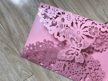 50pcs Pink Butterfly Laser Cut Wedding Invitations,Laser Cut Invites,baby shower Invitation Card - Kdecoration