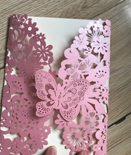 50pcs Pink Butterfly Laser Cut Wedding Invitations,Laser Cut Invites,baby shower Invitation Card - Kdecoration