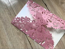 50pcs Pink Butterfly Laser Cut Wedding Invitations,Laser Cut Invites,baby shower Invitation Card - Kdecoration