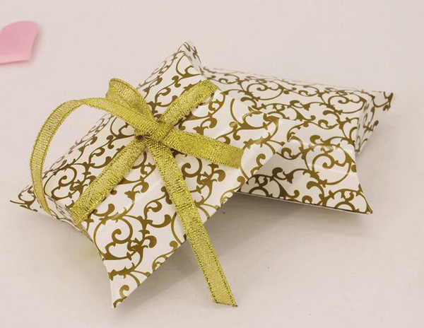 100pcs pillow Gift Packaging box,Gold/Silver Chocolate boxes,Small gift boxes,favor boxes - Kdecoration