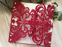 50pcs Pearl red diy wedding invitations,die cut wedding invitations,wedding cards online - Kdecoration