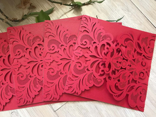 50pcs Pearl red diy wedding invitations,die cut wedding invitations,wedding cards online - Kdecoration