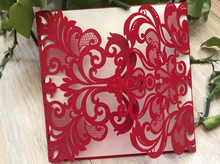 50pcs Pearl red diy wedding invitations,die cut wedding invitations,wedding cards online - Kdecoration