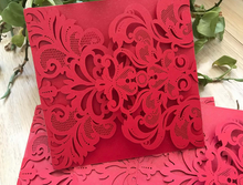 50pcs Pearl red diy wedding invitations,die cut wedding invitations,wedding cards online - Kdecoration