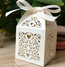 100pcs pearl cream laser cut gift boxes,wedding favor boxes,table decorations,2.4*2.4*3.7inches - Kdecoration