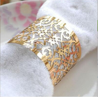 100pieces Gold Color Laser cut Napkin Ring, paper napkin rings,Table Decoration - Kdecoration